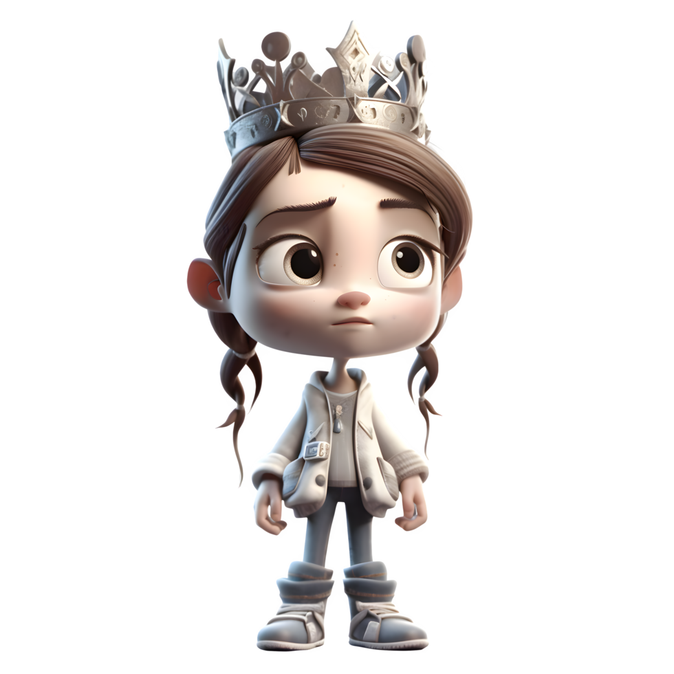 Enchanting 3D Queen with a Crown and Jewels PNG Transparent Background