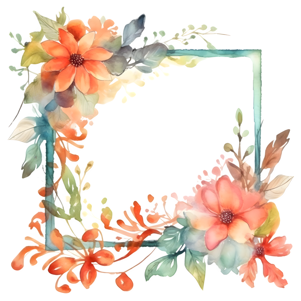 Hand Painted Floral Border with Blush Pink and Peach Flowers. Romantic and Dreamy Design. PNG Transparent Background