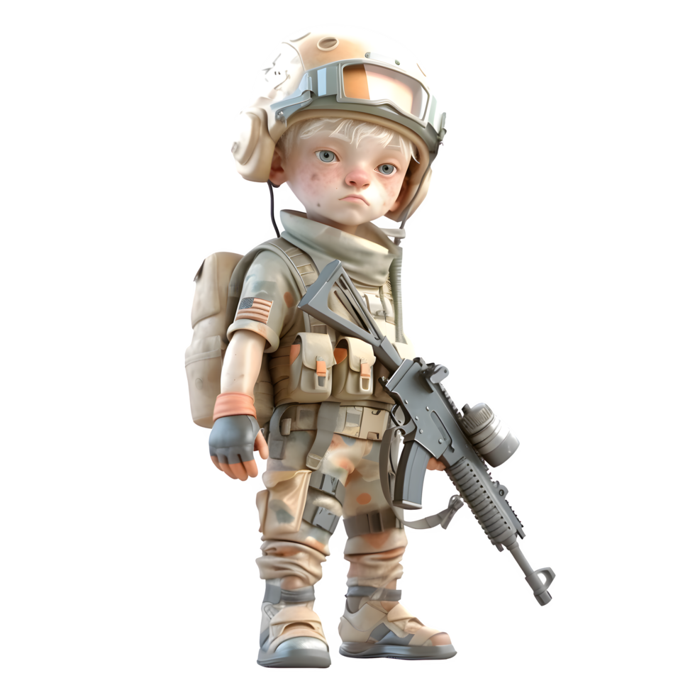 Military Precision 3D Army Man in Uniform on White Background PNG Transparent Background