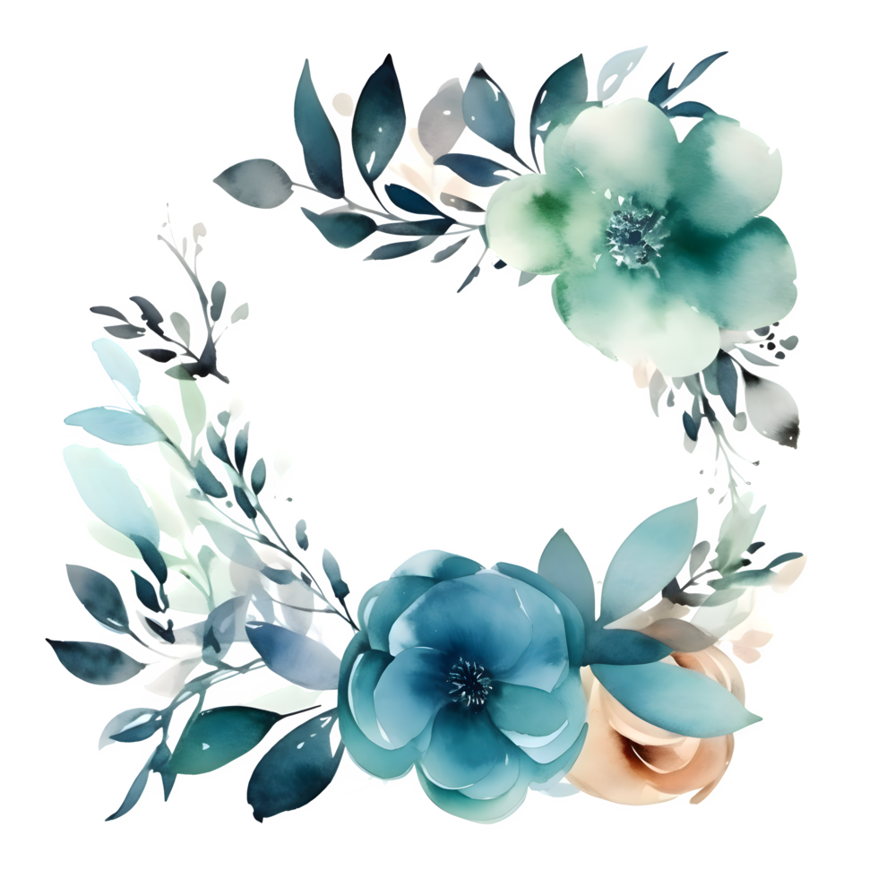 aquarelle floral Cadre avec des roses et verdure. parfait pour de mariée brunch invitations. png transparent Contexte