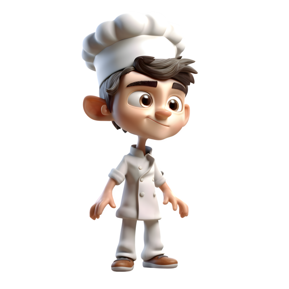 Stylish 3D Chef with White Jacket Perfect for Gourmet or Fine Dining Related Concepts PNG Transparent Background