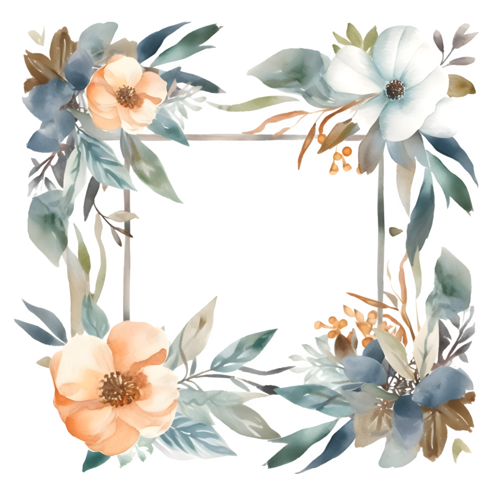 Whimsical Floral Border with Wildflowers and Butterflies. Perfect for Garden and Nature Designs. PNG Transparent Background