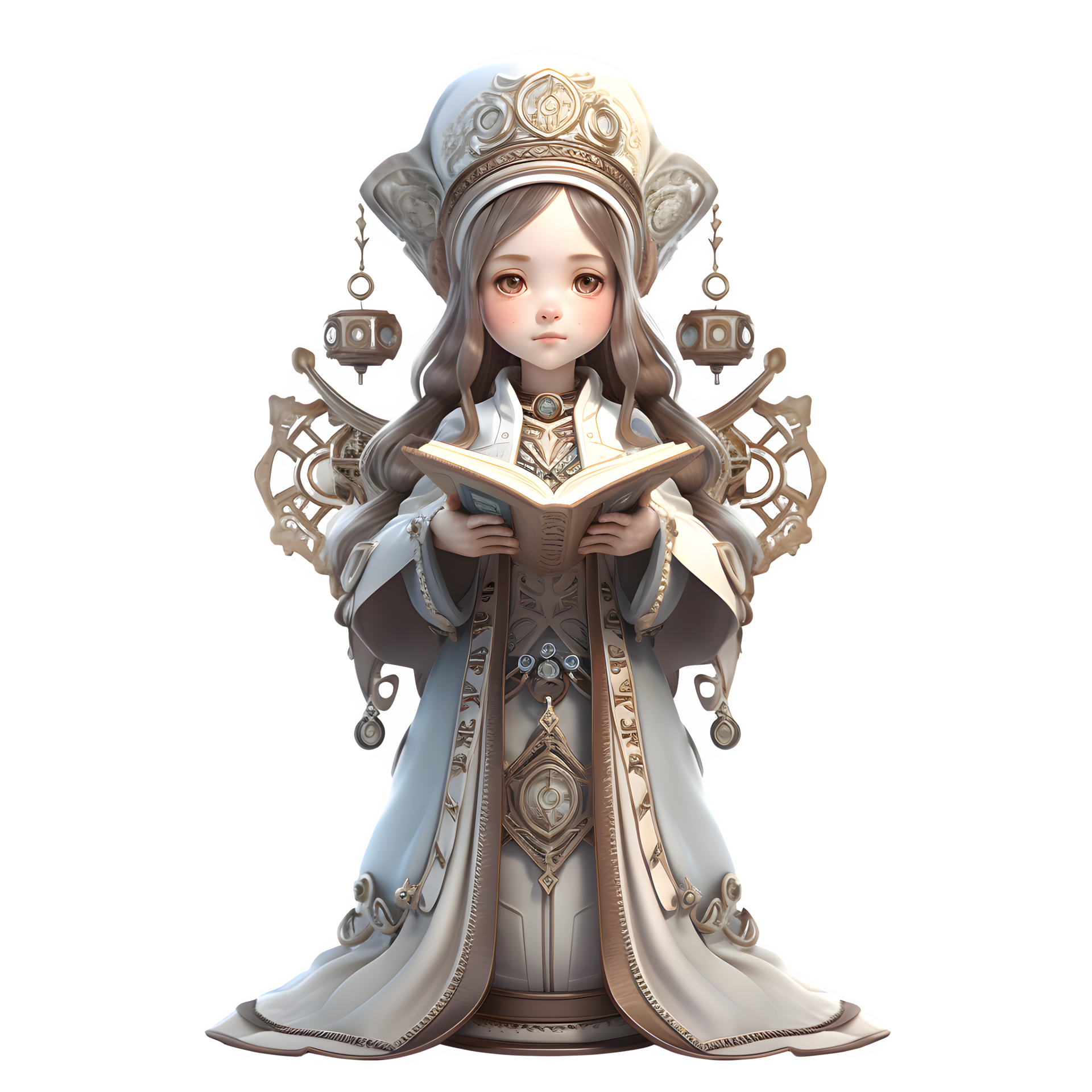 3D Queen with a Flowing Robe PNG Transparent Background