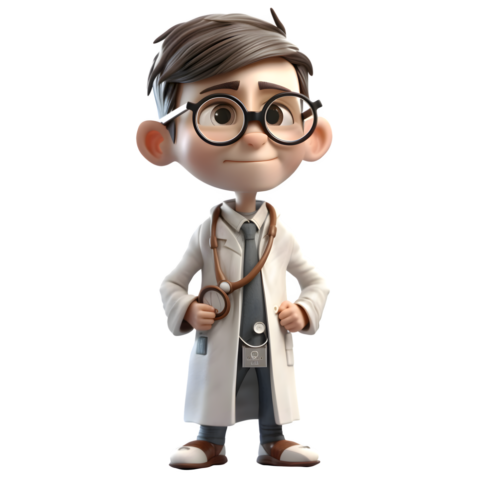 Elegant 3D Doctor with Briefcase Ideal for Medical Consultation or Home Visit Services PNG Transparent Background