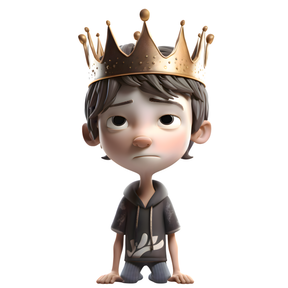 Elegant 3D Boy King Ideal for Historical or Renaissance Inspired Designs PNG Transparent Background