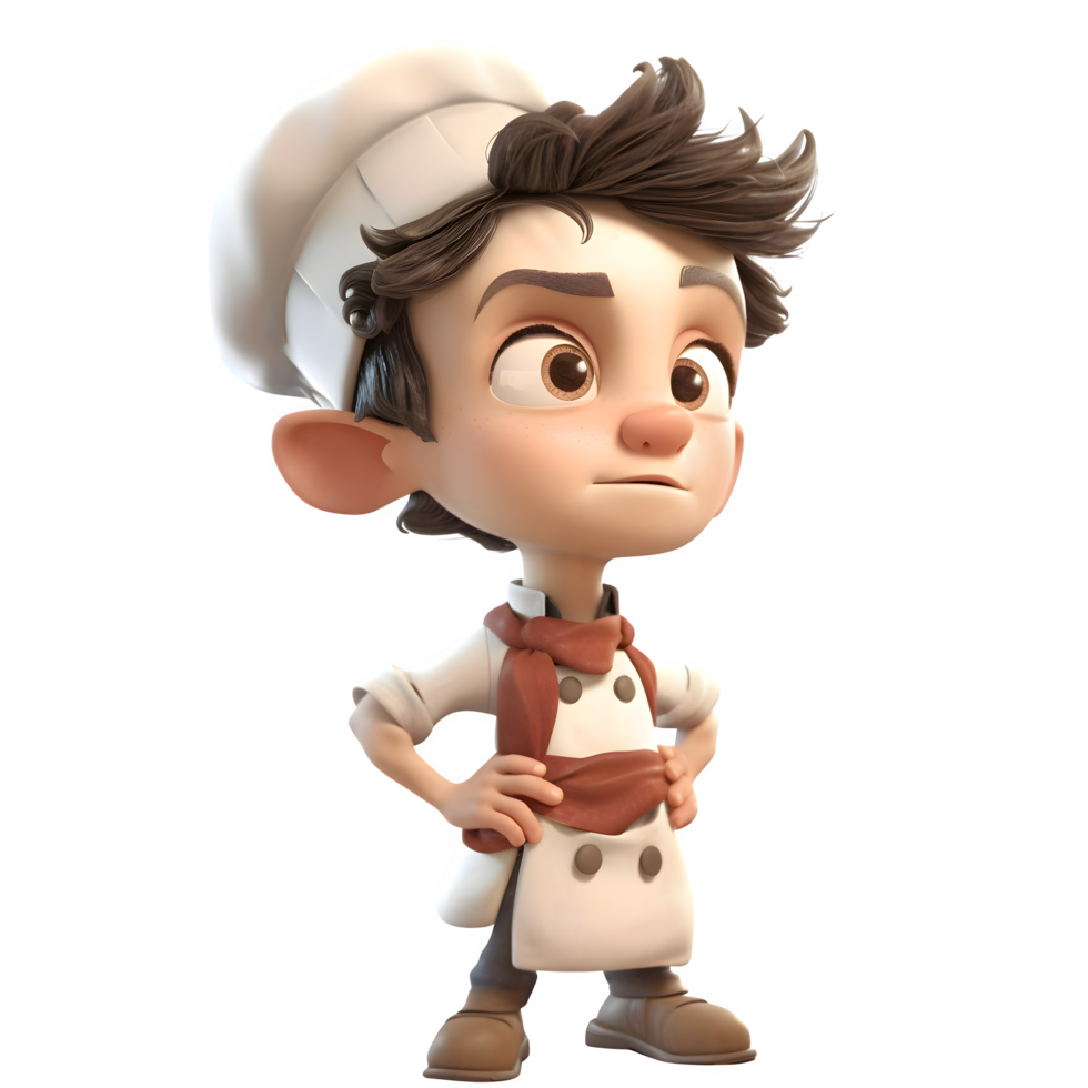 Cheerful 3D Chef with Utensils Great for Restaurant or Catering Themed Designs PNG Transparent Background