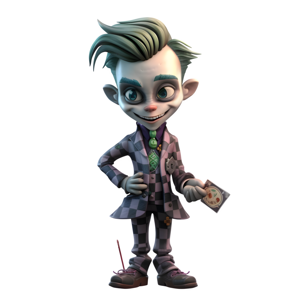 Mysterious 3D Joker Boy Great For Masquerade Ball or Mardi Gras Themes PNG Transparent Background