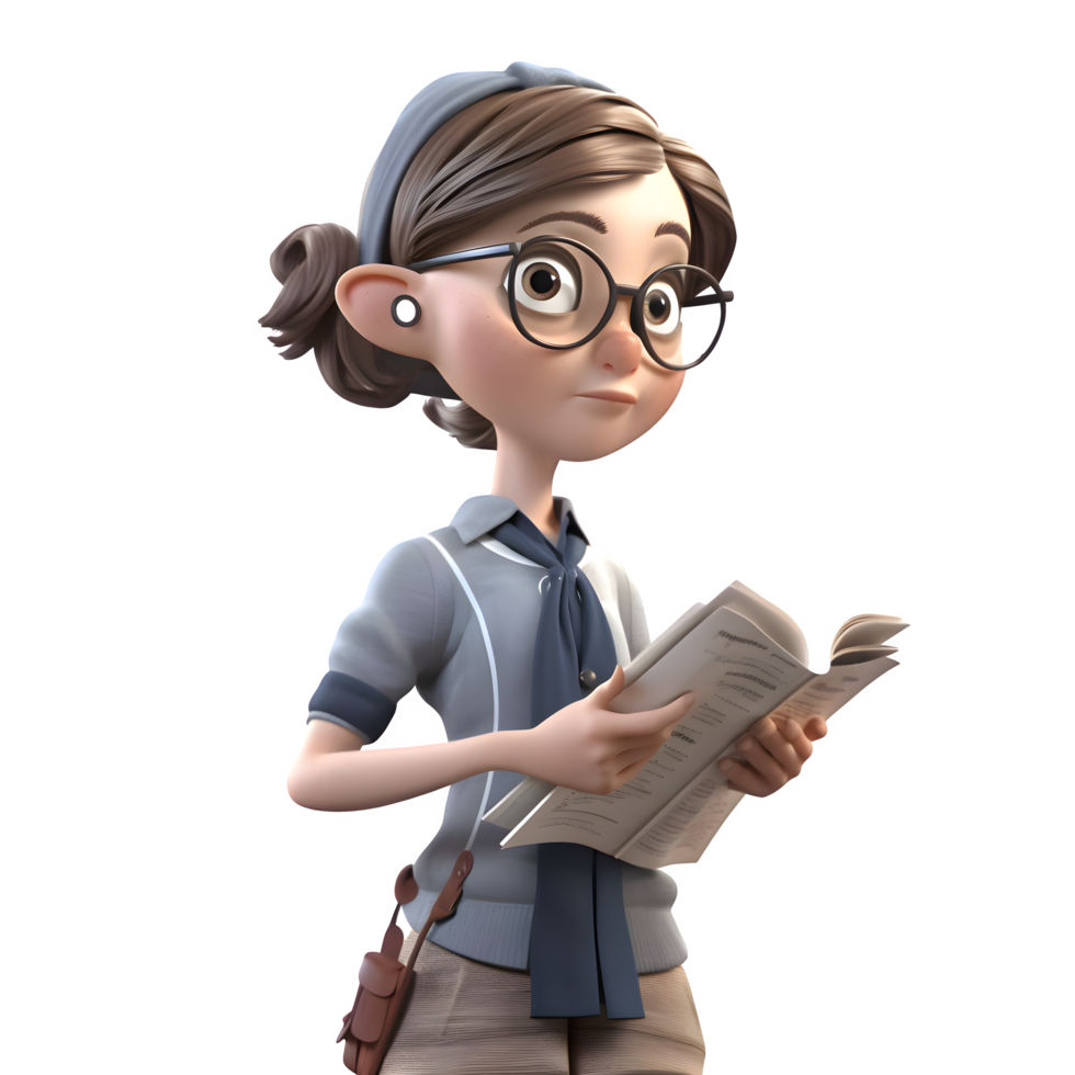 Serious 3D Journalist with a Press Pass and Camera PNG Transparent Background