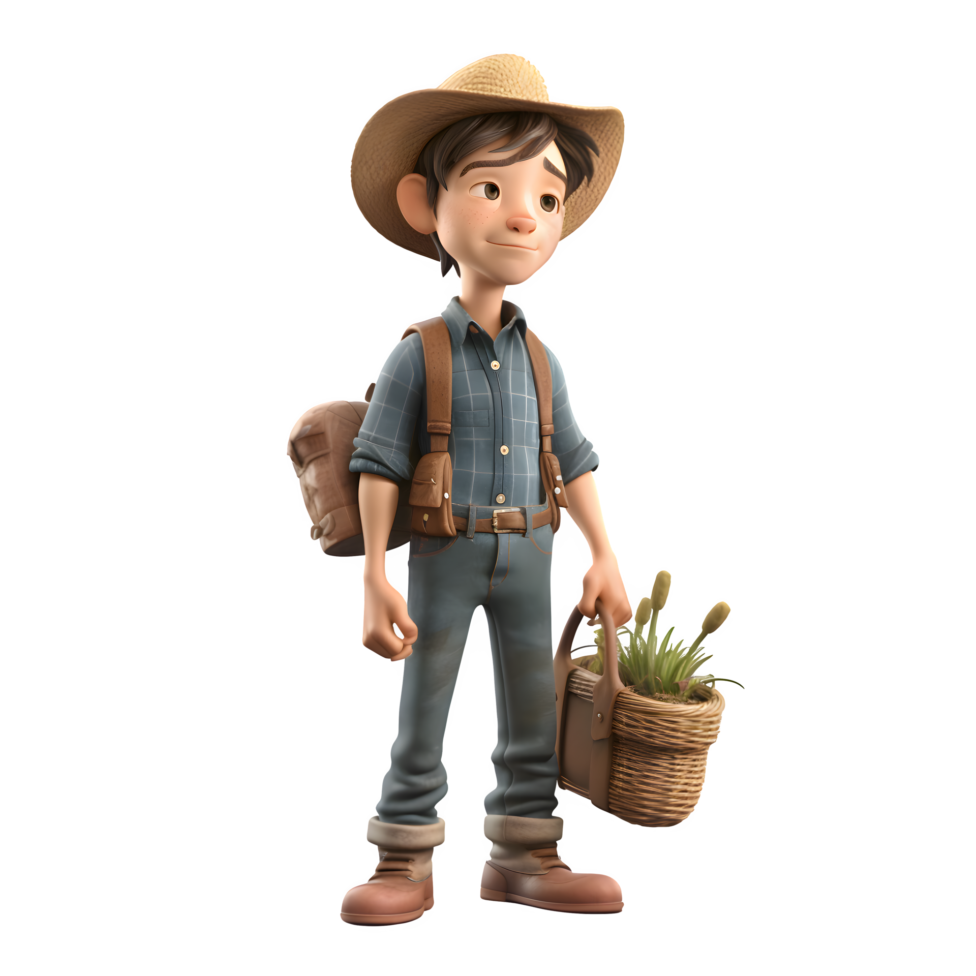 3D illustration. Tired Farmer 3D cartoon character. Farmer is