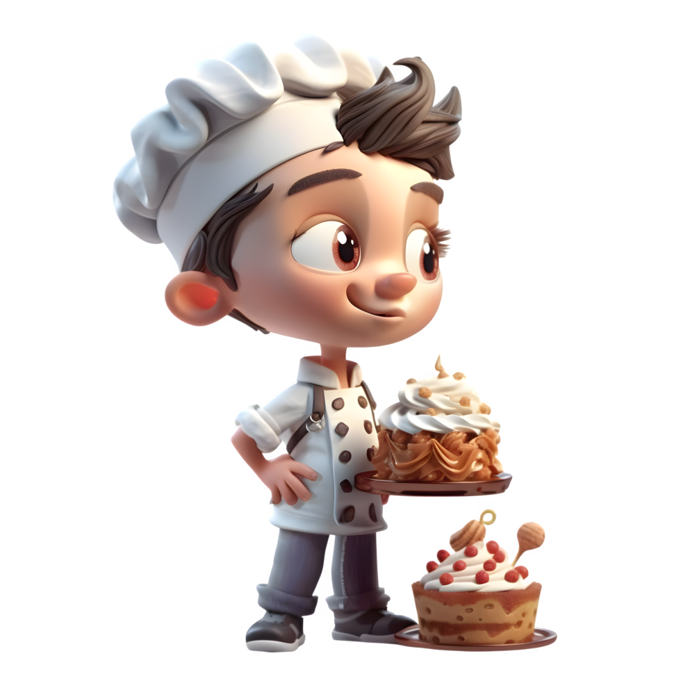 Creative 3D Chef with Whisk Great for Bakery or Pastry Shop Themed Designs PNG Transparent Background