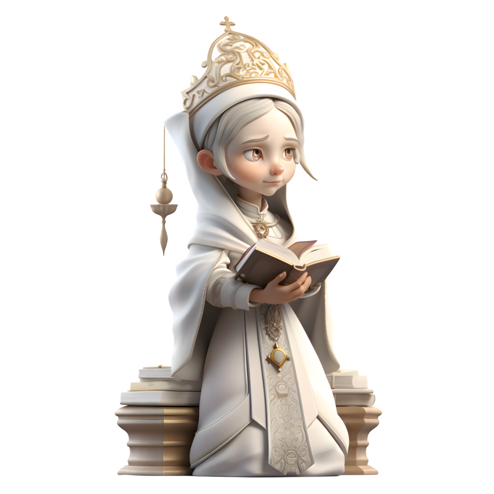 Graceful 3D Queen in a Beautiful Gown PNG Transparent Background