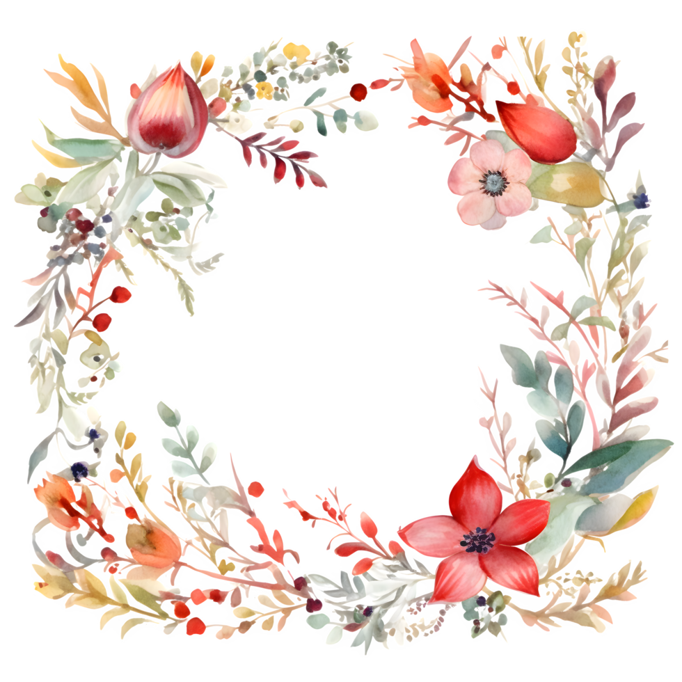 Hand-drawn floral wreath with whimsical calligraphy text PNG Transparent Background