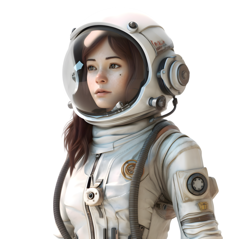 Cosmic Cutie 3D Cute Girl in Space Suit PNG Transparent Background