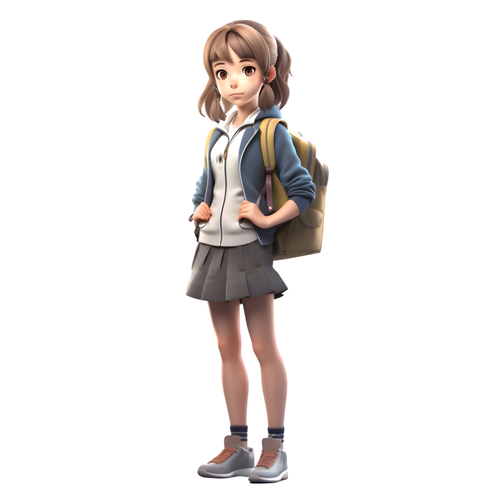 Class Act Cute 3D Girl Student PNG Transparent Background