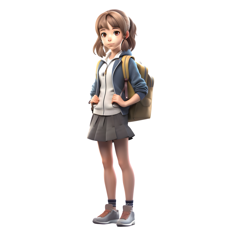 classe Aja fofa 3d menina aluna png transparente fundo