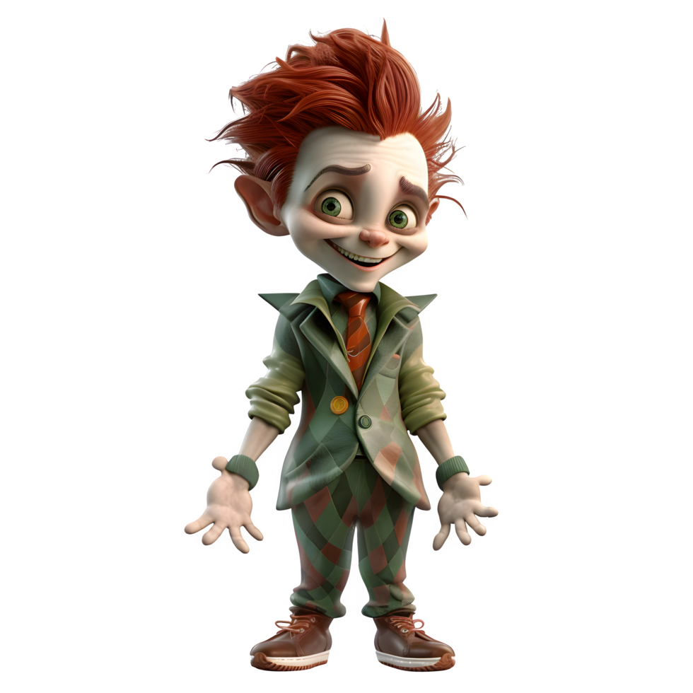 Eccentric 3D Joker Boy Great For Quirky or Unconventional Designs PNG Transparent Background