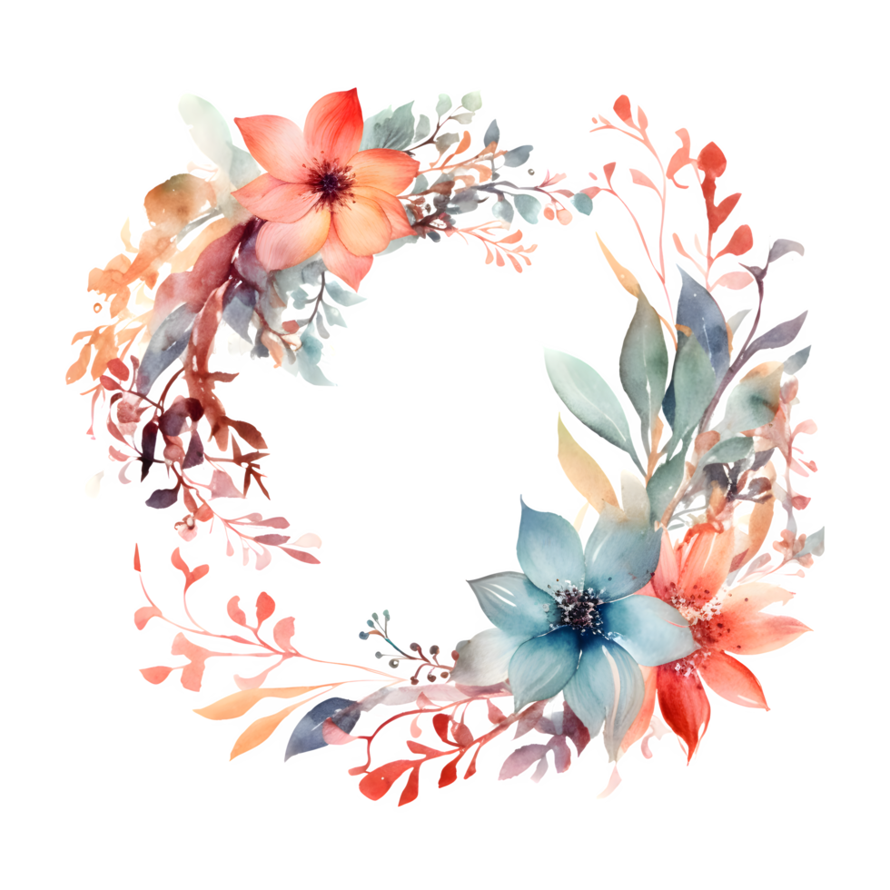 Rustic floral frame with wildflowers and greenery PNG Transparent