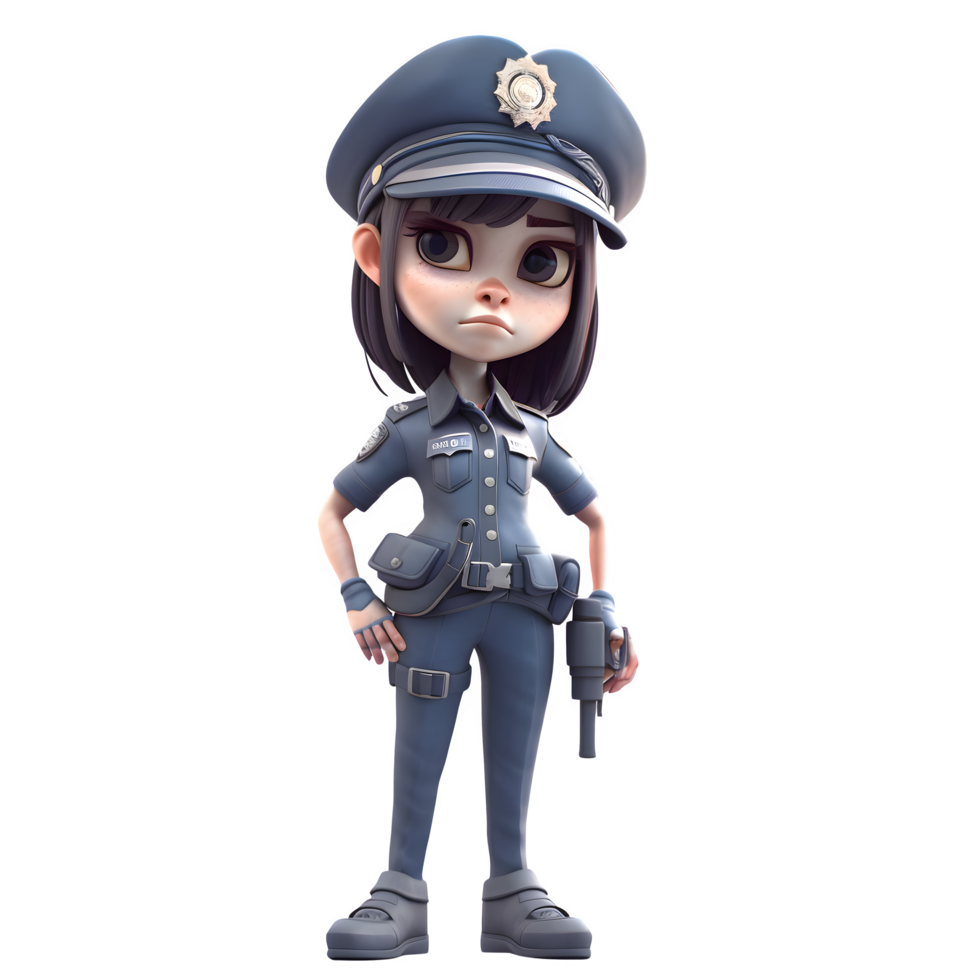 förtjusande 3d polis officer flicka png transparent bakgrund