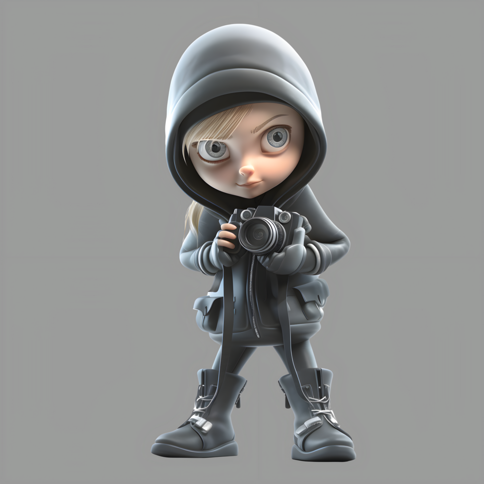 3D Burglar Girl Playful and Adorable Character for Games and Animation PNG Transparent Background