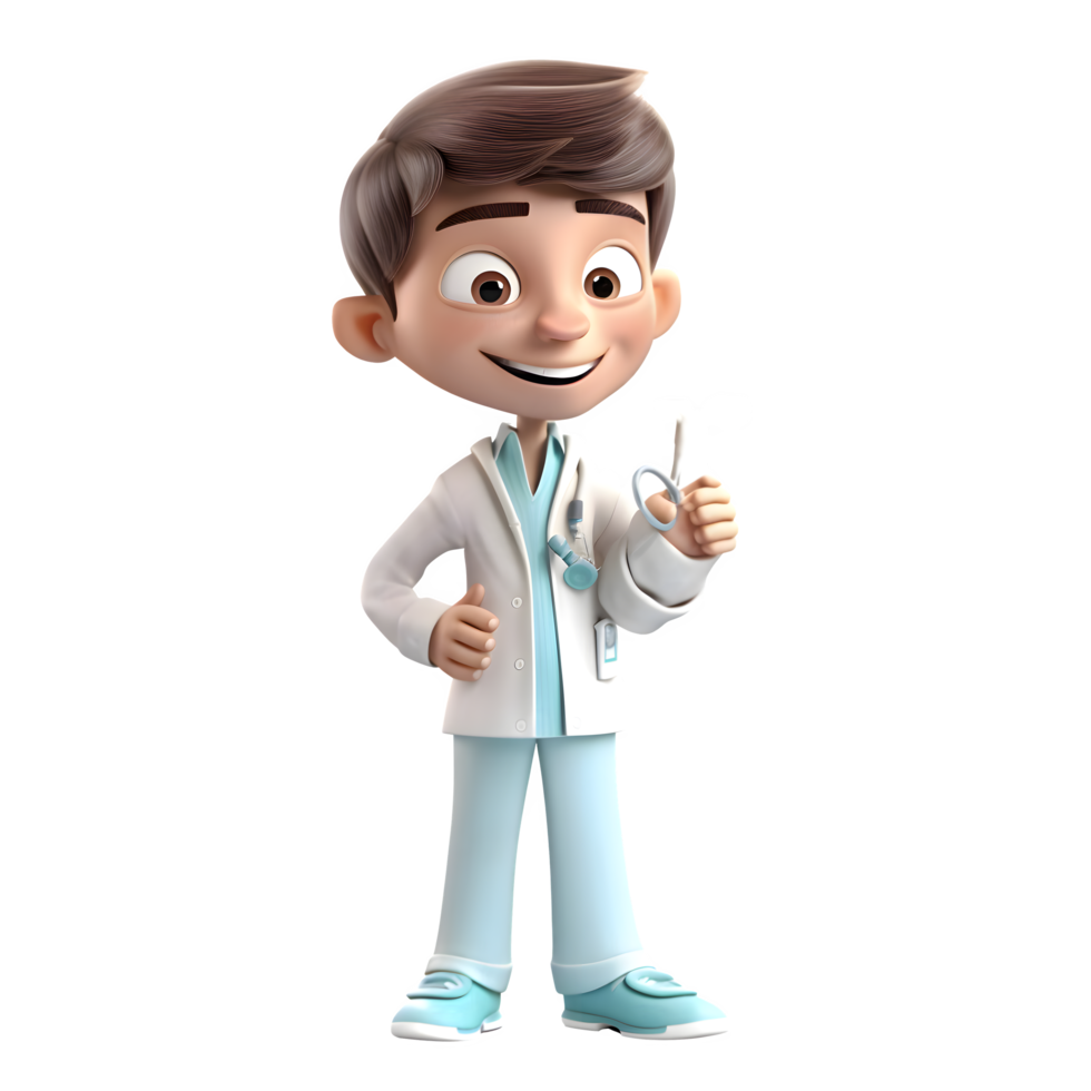 Professional 3D Dentist with White Coat Perfect for Medical or Healthcare Related Designs PNG Transparent Background