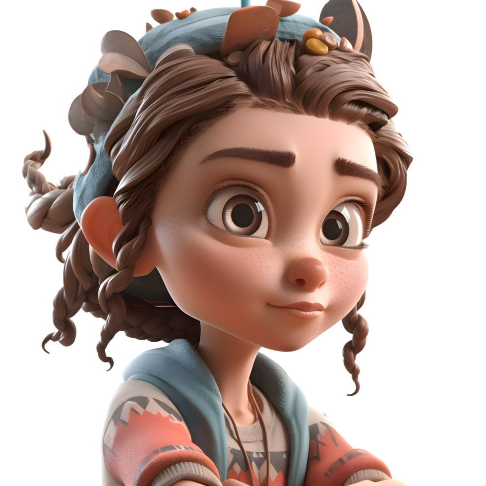 3D character of a happy young girl PNG Transparent Background