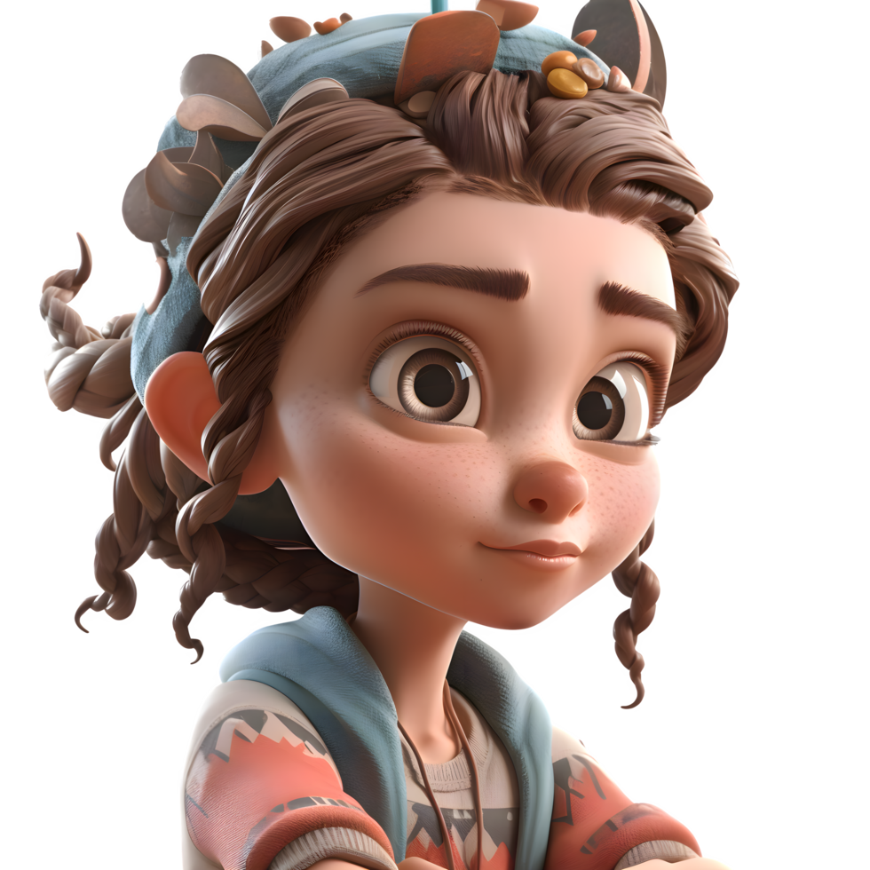 3D character of a happy young girl PNG Transparent Background