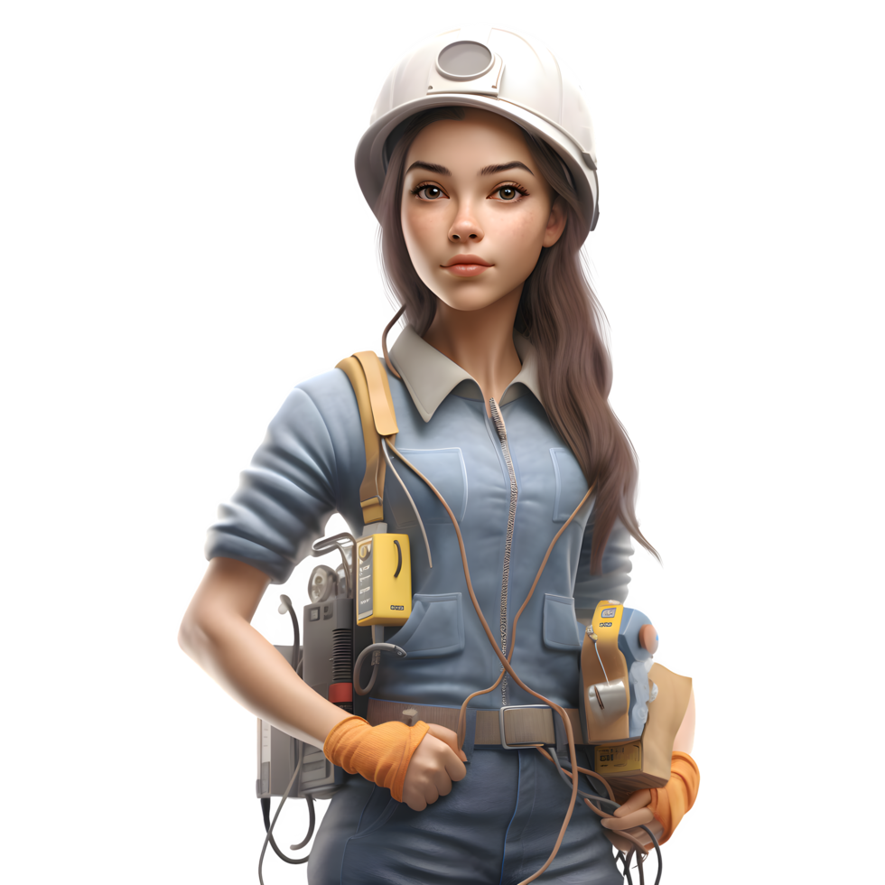 Charming and Capable 3D Engineer Women Skilled and Experienced Models for Engineering Industry Projects PNG Transparent Background
