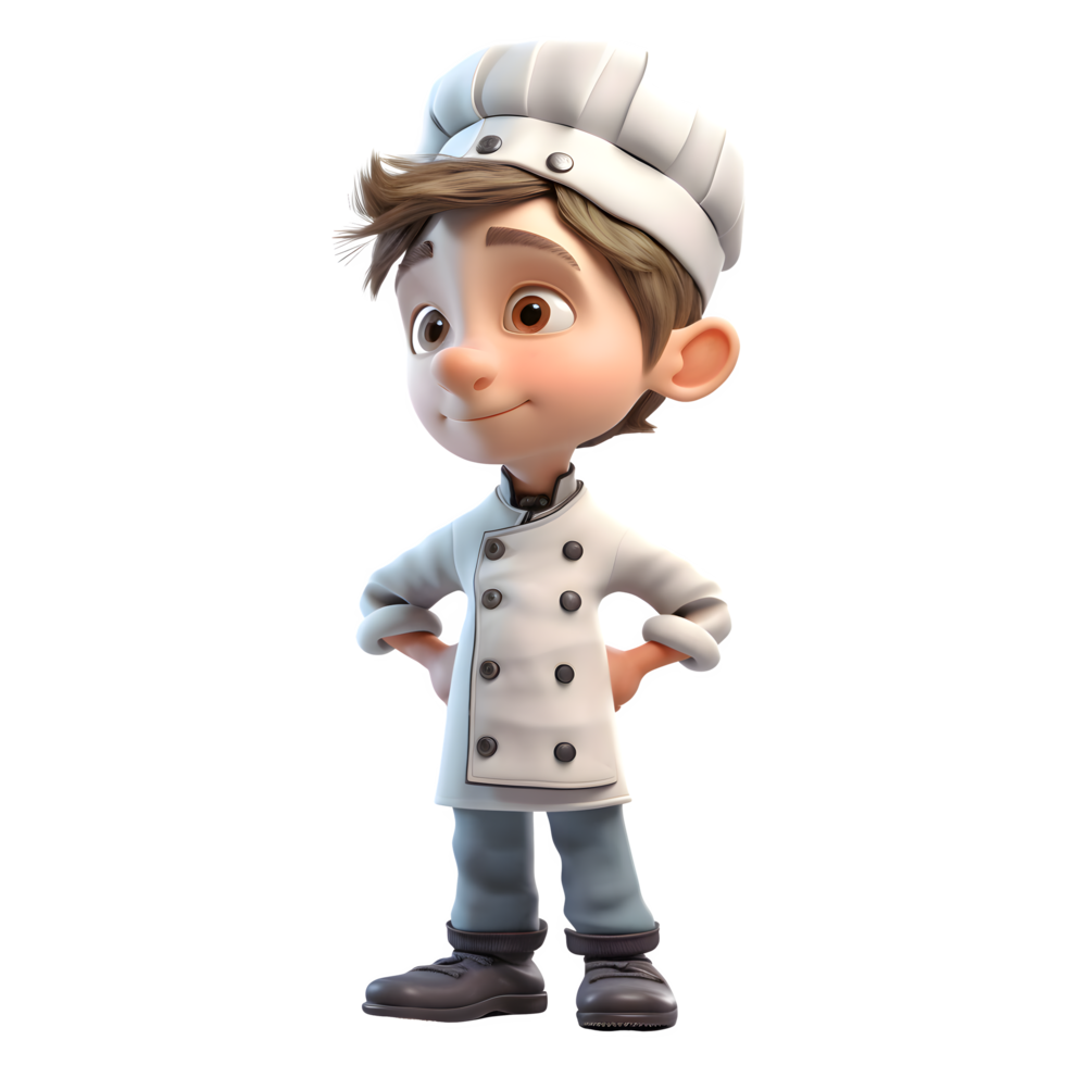 Serious 3D Chef with Culinary Tools Ideal for Kitchen or Cooking Related Designs PNG Transparent Background