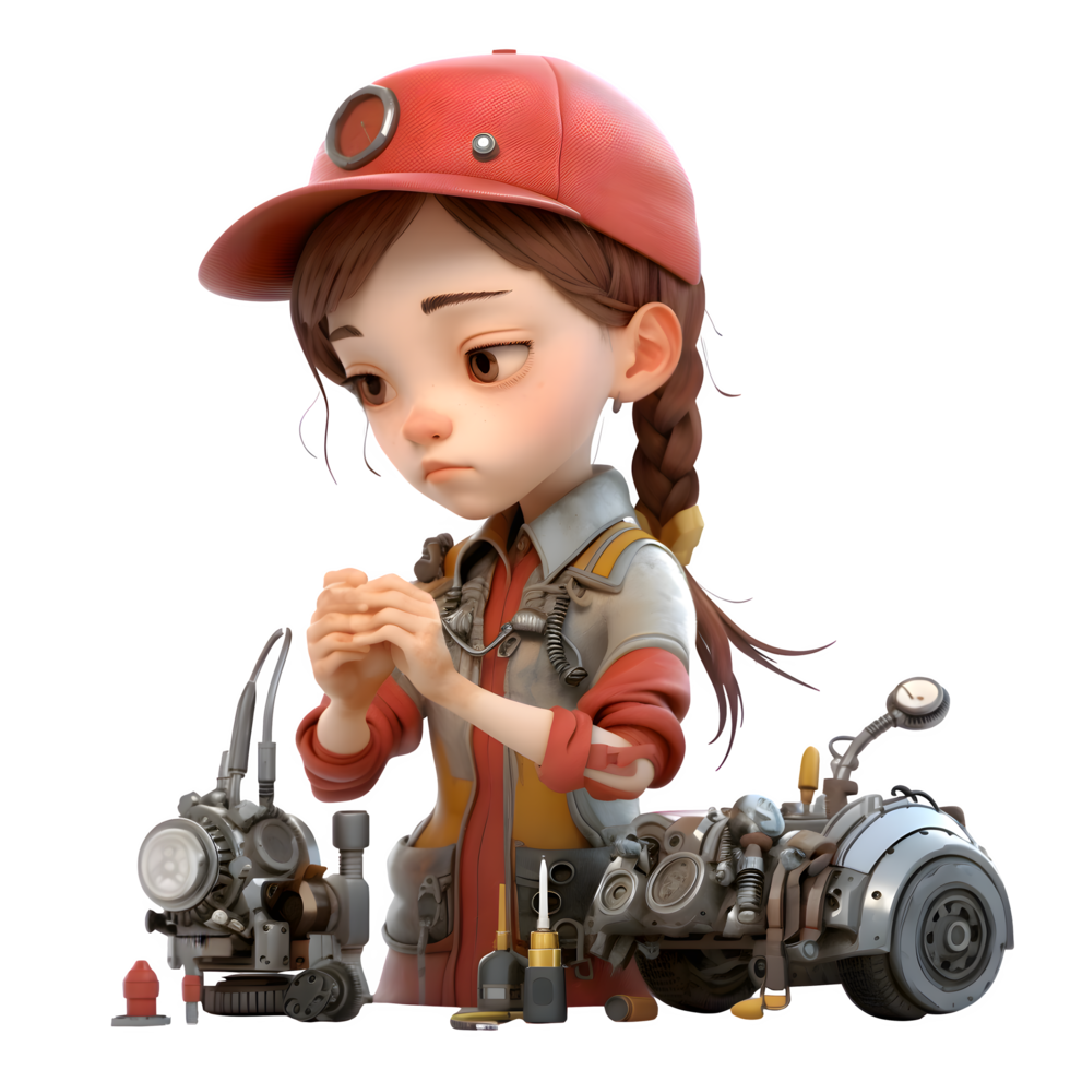 Cute and Confident 3D Engineer Women Engaging and Expressive Characters for Construction Industry Presentations PNG Transparent Background
