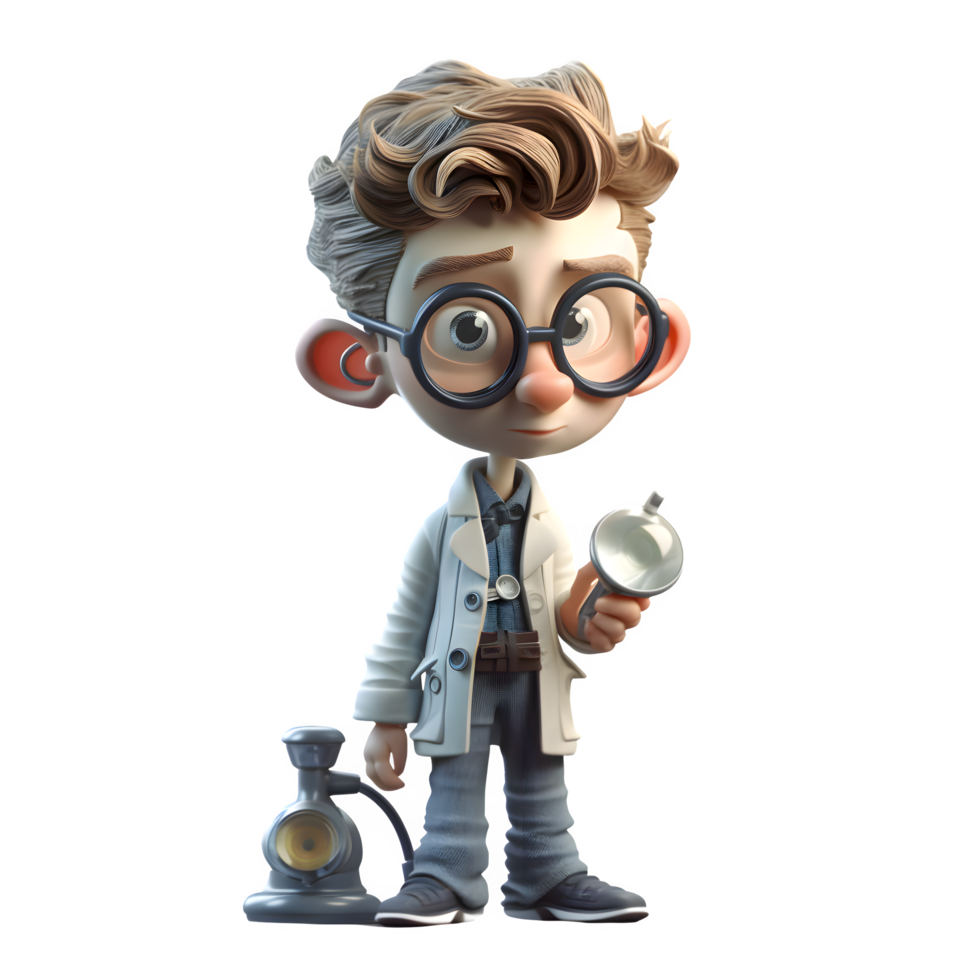 Professional 3D Doctor with White Coat Ideal for Hospital or Clinic Advertising PNG Transparent Background