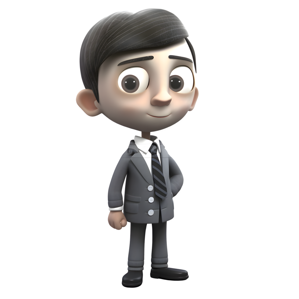 Smiling 3D Businessman on White Background Approachable and Friendly PNG Transparent Background