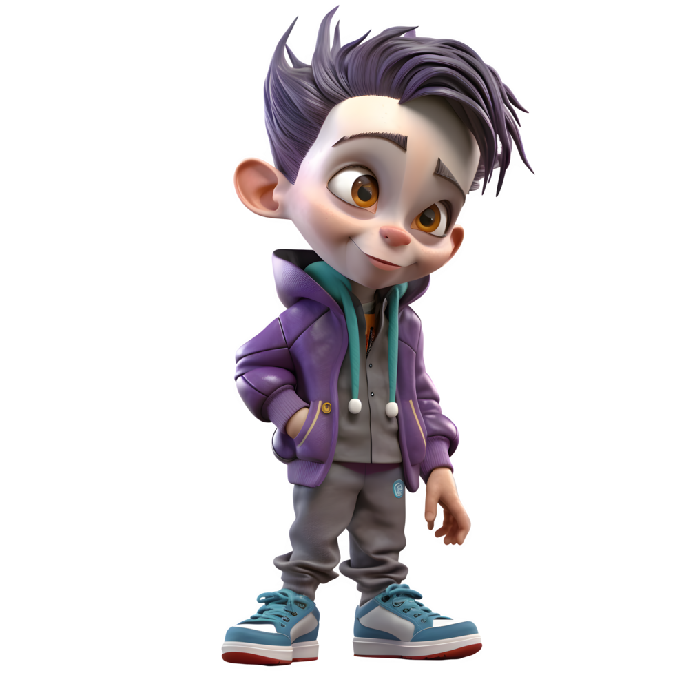 Playful 3D Joker Boy Great For Circus or Carnival Designs PNG Transparent Background