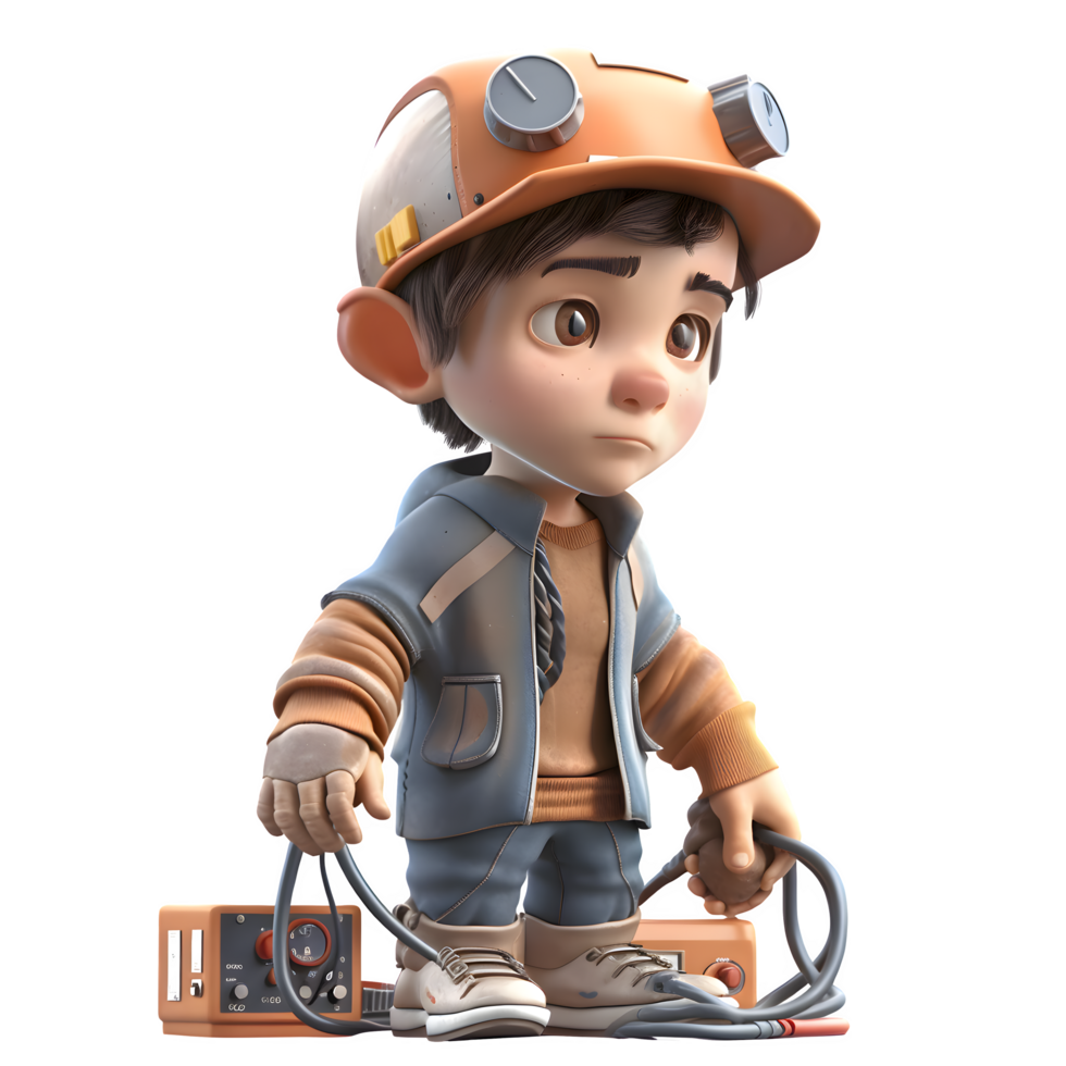 Professional 3D Electrician with Uniform Great for Electrical or Maintenance Services PNG Transparent Background