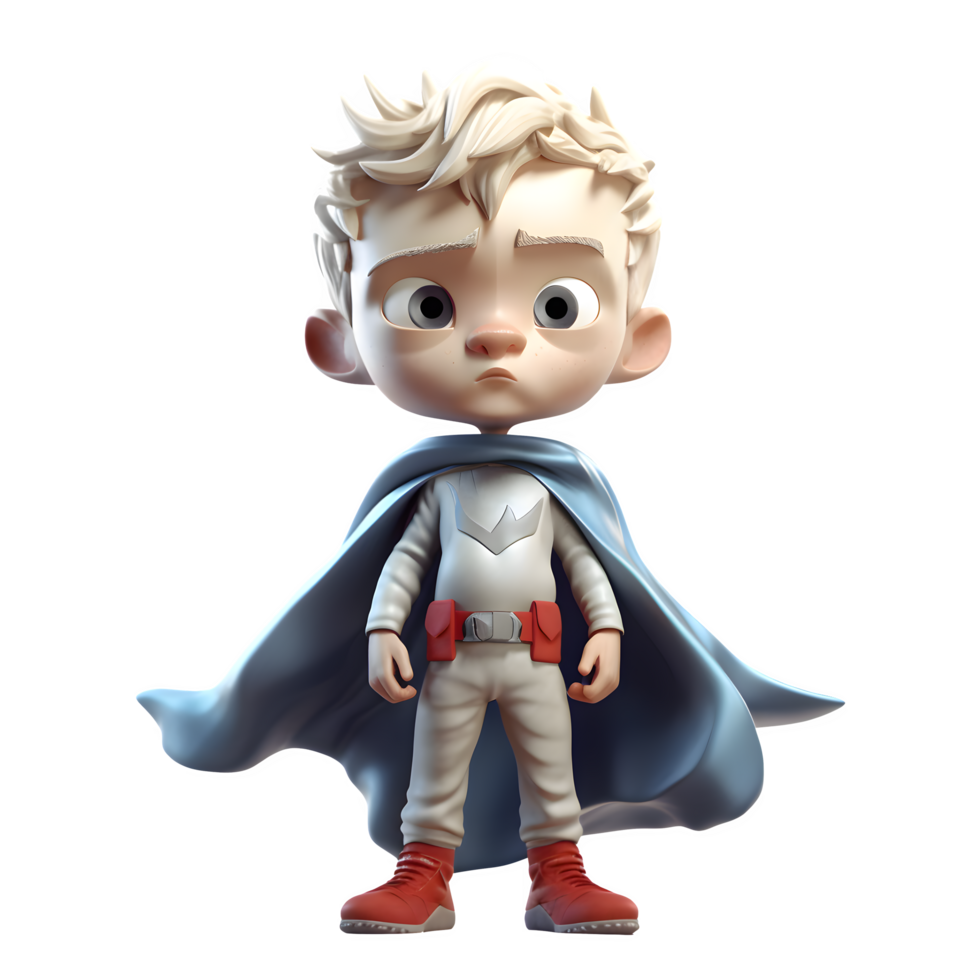 Heroic 3D Boy in Costume Ready to Save the Day PNG Transparent Background