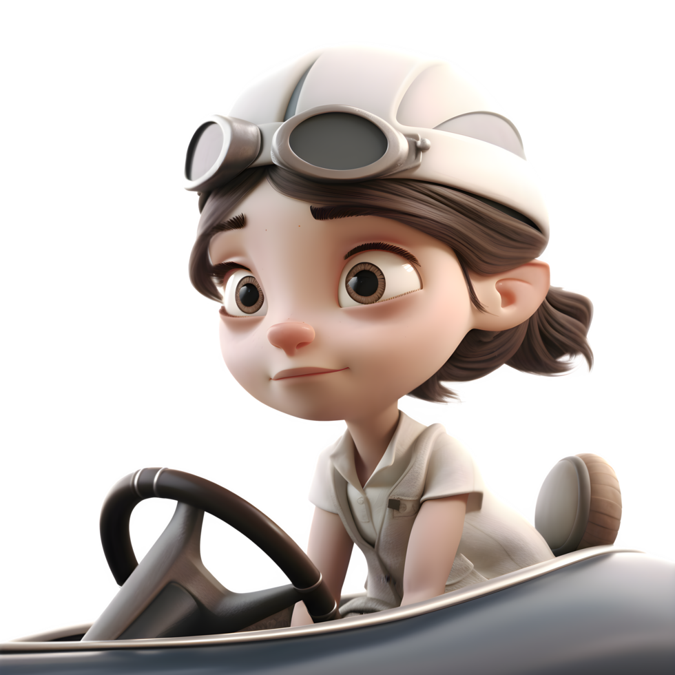 3D Cute Driver Women High quality and Detailed Models for Automotive Industry Presentations PNG Transparent Background