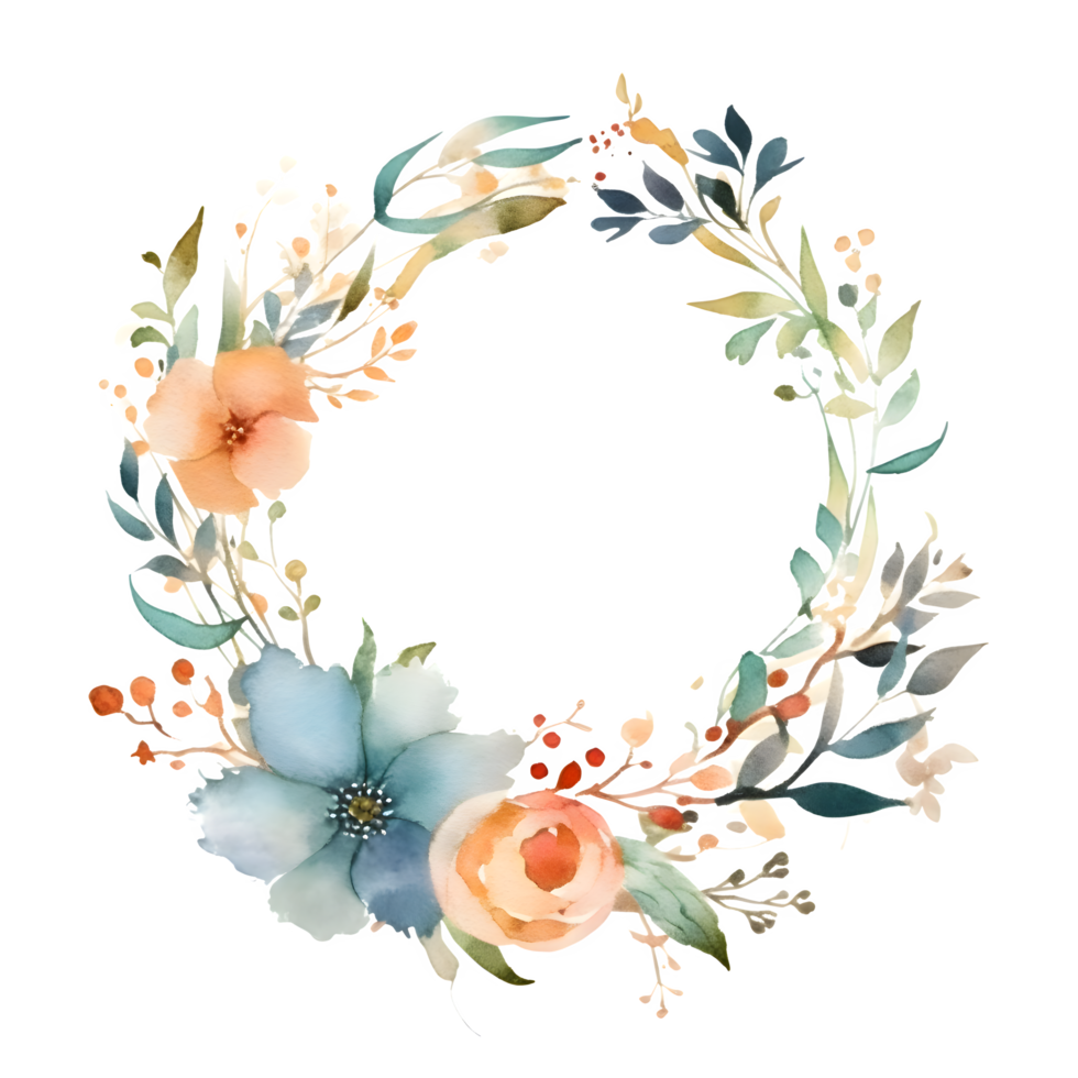 romantisch waterverf bloemen krans met elegant schoonschrift tekst PNG transparant achtergrond