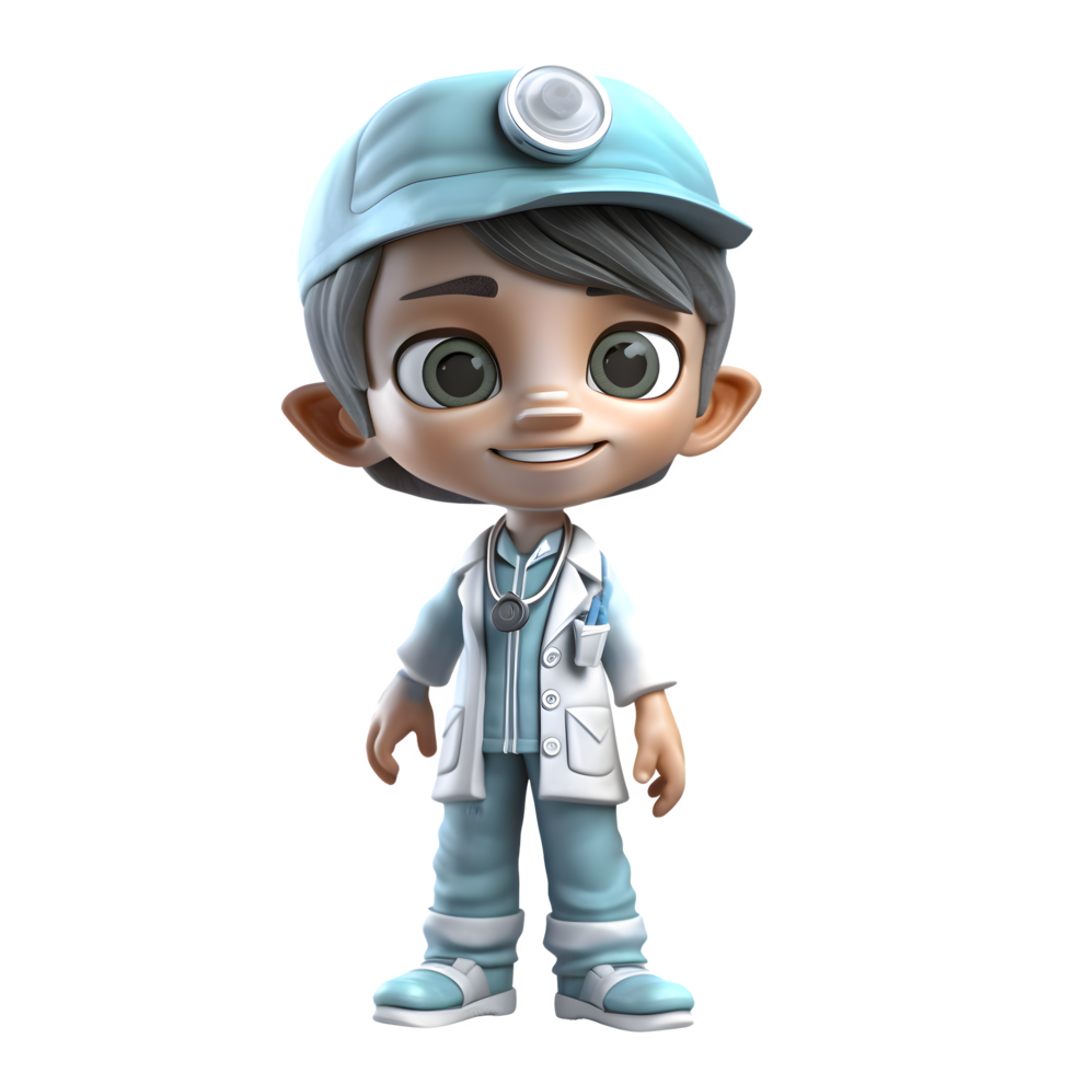 Serious 3D Doctor with Clipboard Great for Medical Record Keeping or Patient Management PNG Transparent Background