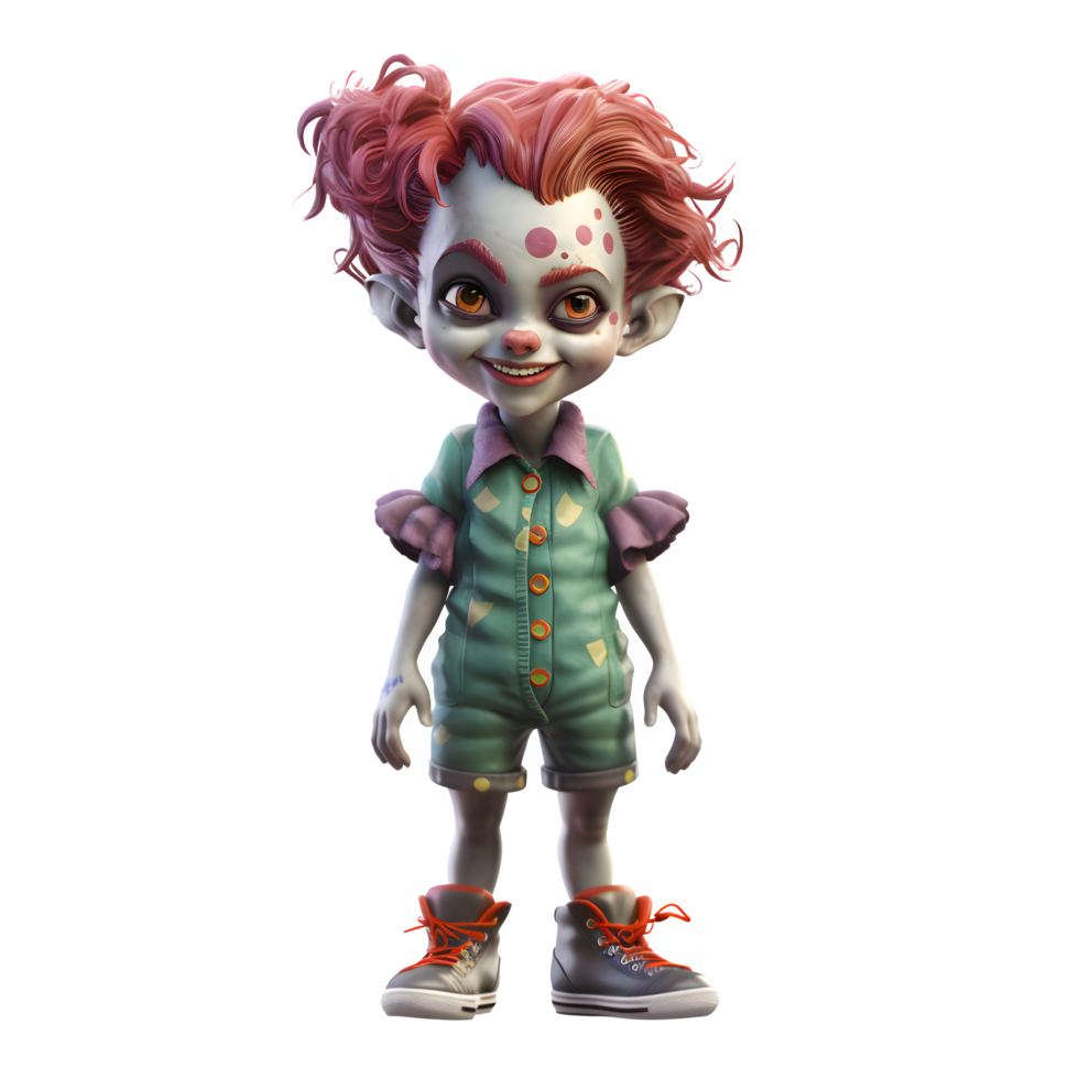 3D Joker Girl with a Mysterious Smile PNG Transparent Background