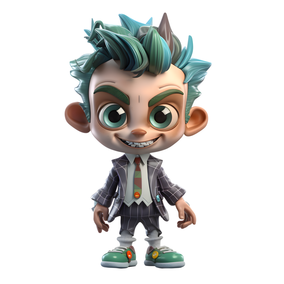 Colorful 3D Joker Boy Great For Celebration or Party Concepts PNG Transparent Background