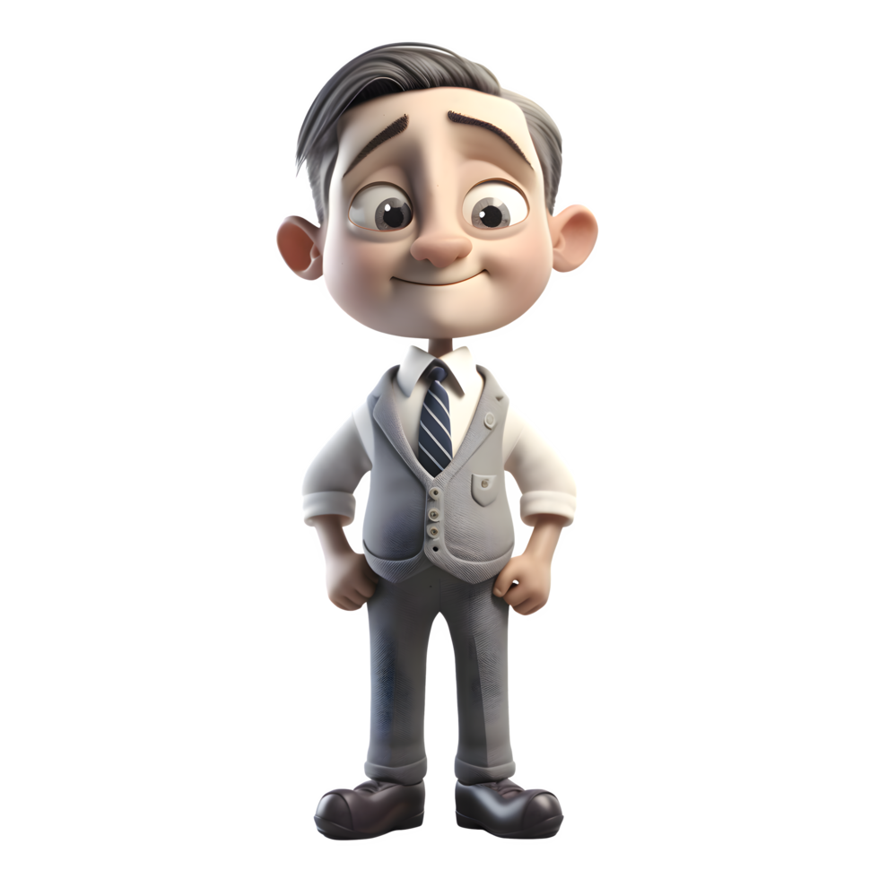 Confident 3D Businessman Perfect for Corporate Website or Presentation PNG Transparent Background