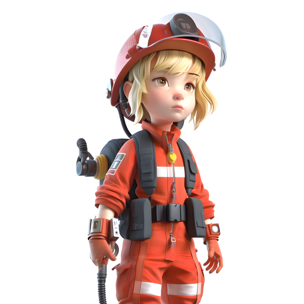 coraggioso e capace 3d pompiere donne coraggioso e qualificato personaggi per emergenza risposta progetti png trasparente sfondo