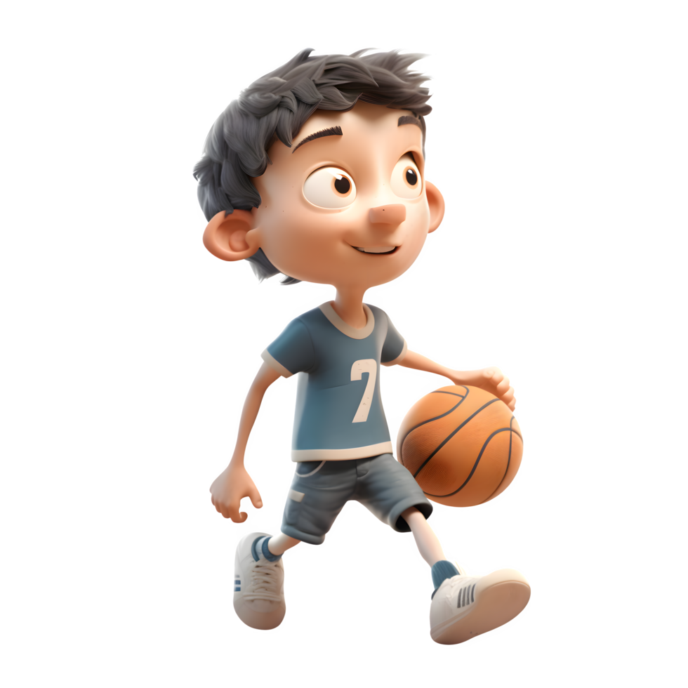 Kids Playing Sports Basketball on White Background PNG Transparent Background