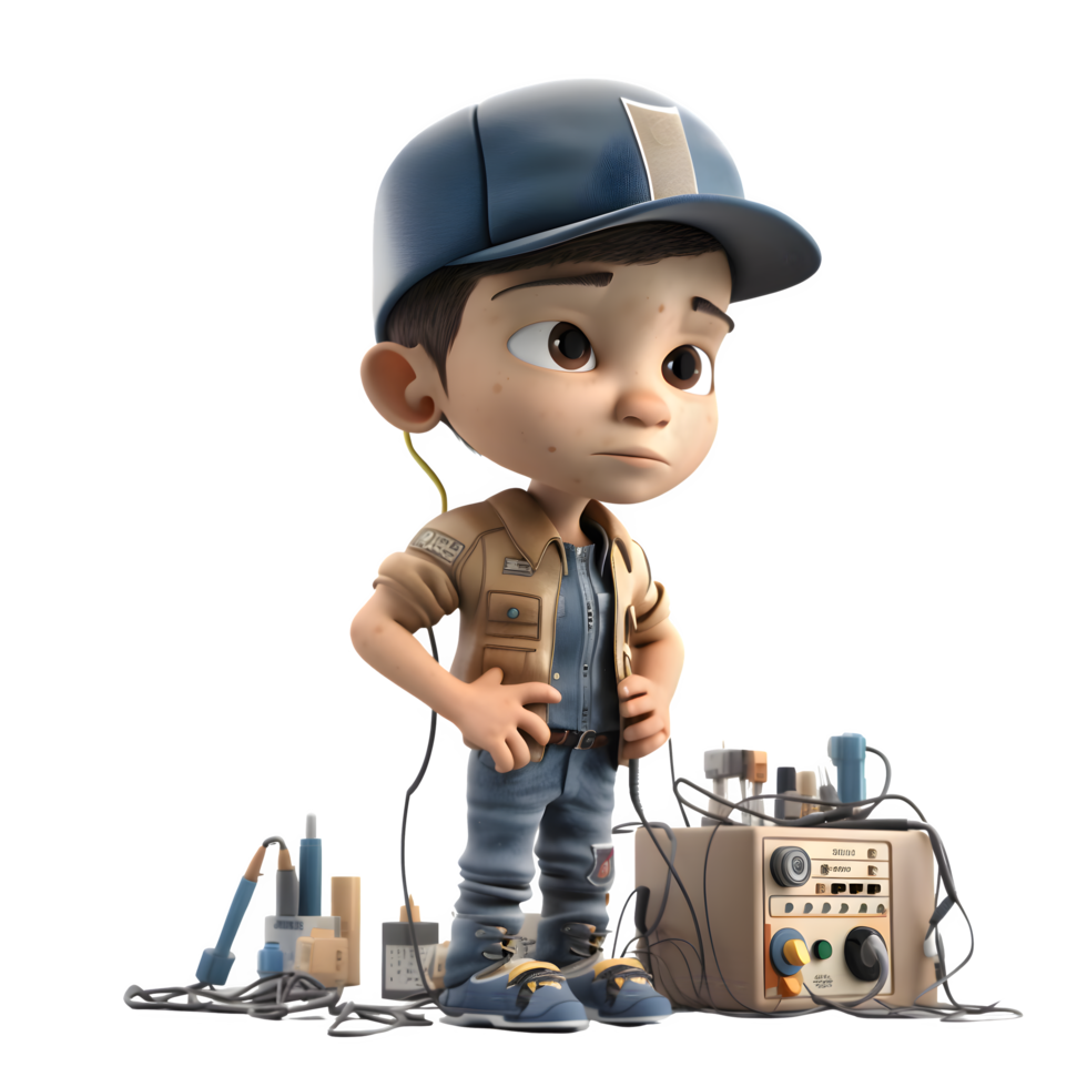Experienced 3D Electrician with Circuit Breaker Suitable for Electrical or Energy Related Projects PNG Transparent Background