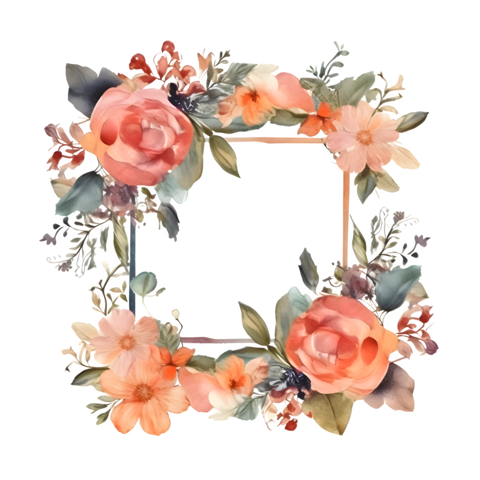 Hand-drawn floral wreath with whimsical calligraphy text PNG Transparent Background