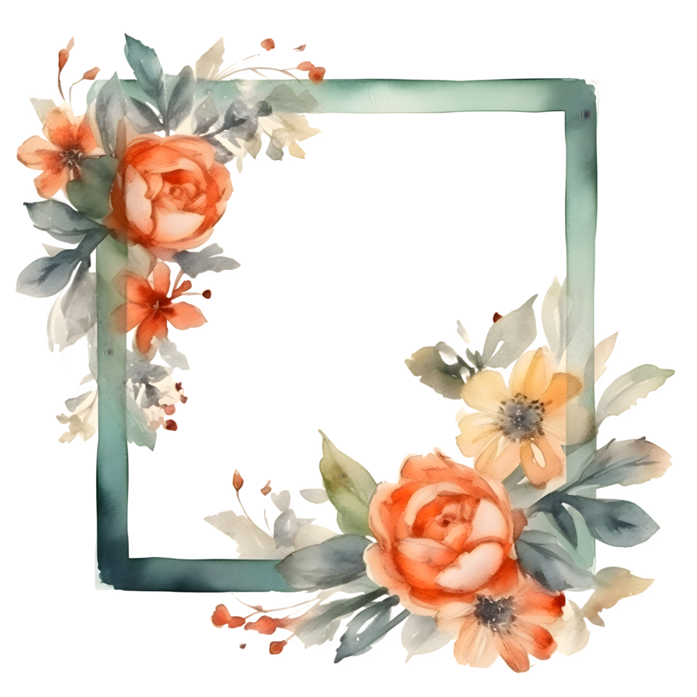 Elegant watercolor floral wreath with delicate greenery PNG Transparent Background