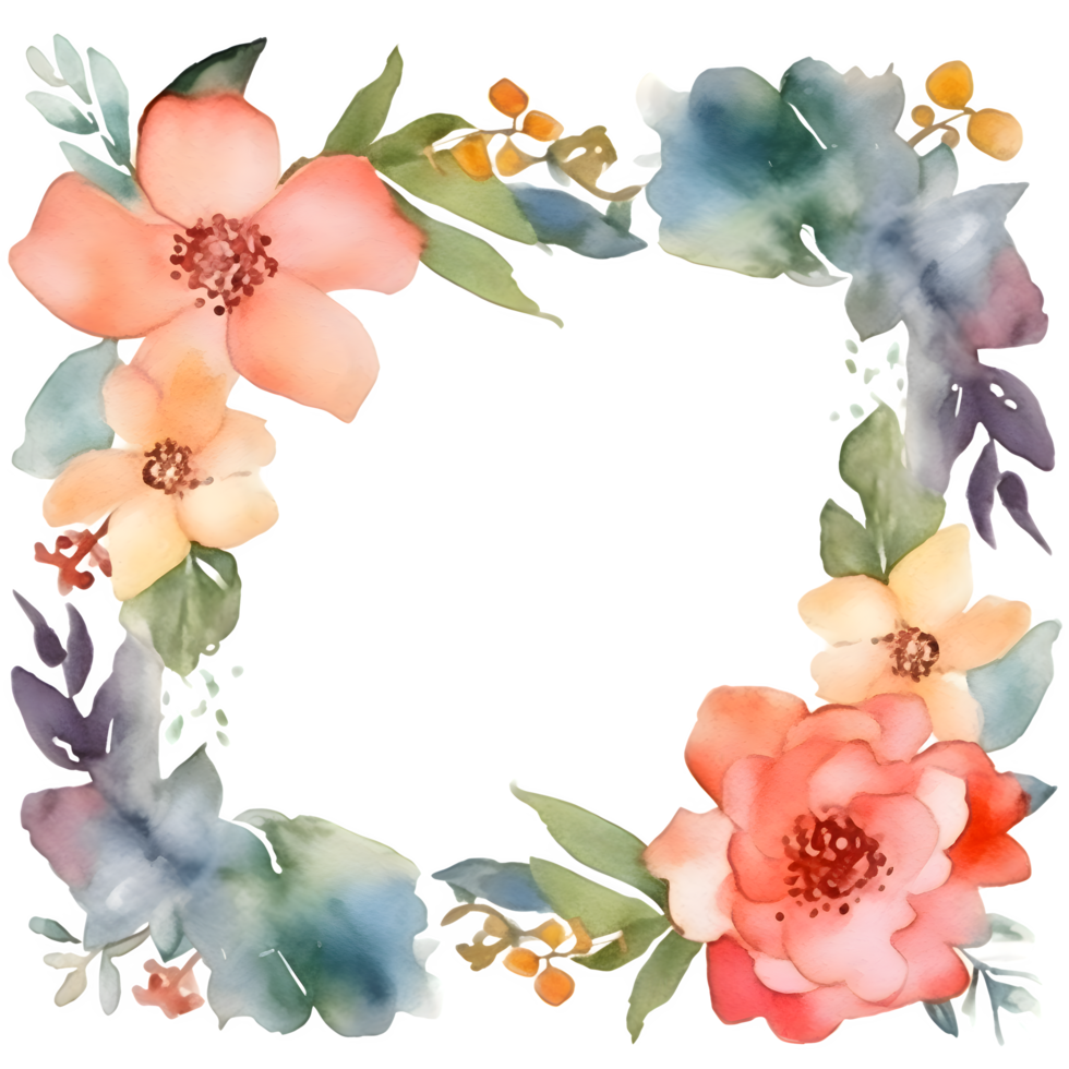 Whimsical floral invitation with hand-drawn flowers and leaves PNG Transparent Background
