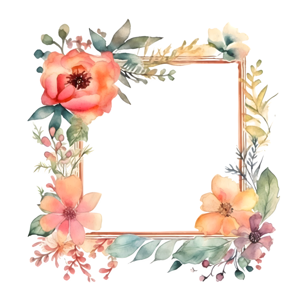 Chic botanical frame with monochromatic white blooms and greenery PNG Transparent Background