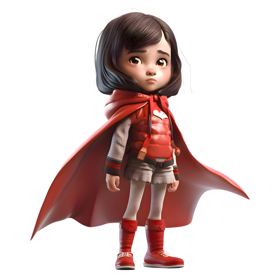 Superpowered cuteness 3D Cute Girl as a Superhero PNG Transparent Background