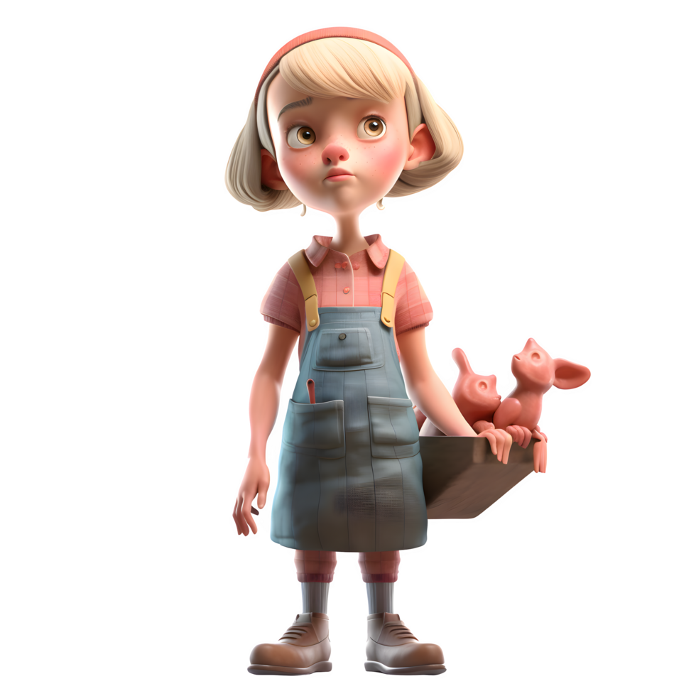 3D Rendered Butcher Cute Girl with Meat Cleaver Perfect for Meat Industry Projects PNG Transparent Background