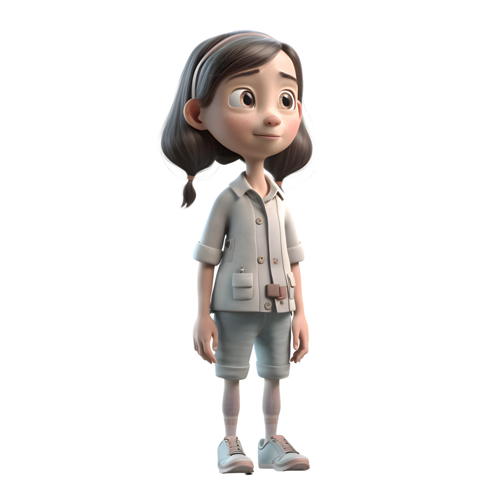 Bright Future A Cute 3D Girl Student PNG Transparent Background